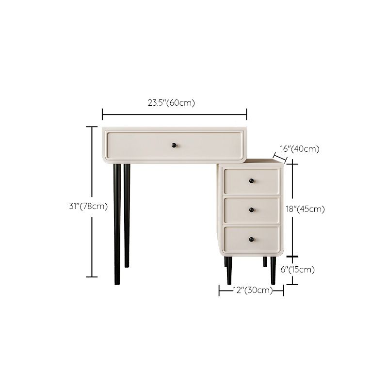 Contemporary White Solid Wood Table Makeup Vanity with Drawers