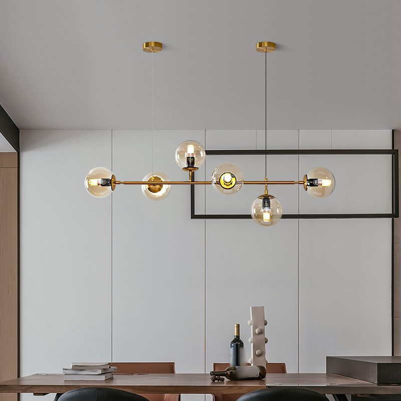 Spherical Shape Island Lights Modern Style Glass 6 Light Pendant Lighting Fixtures