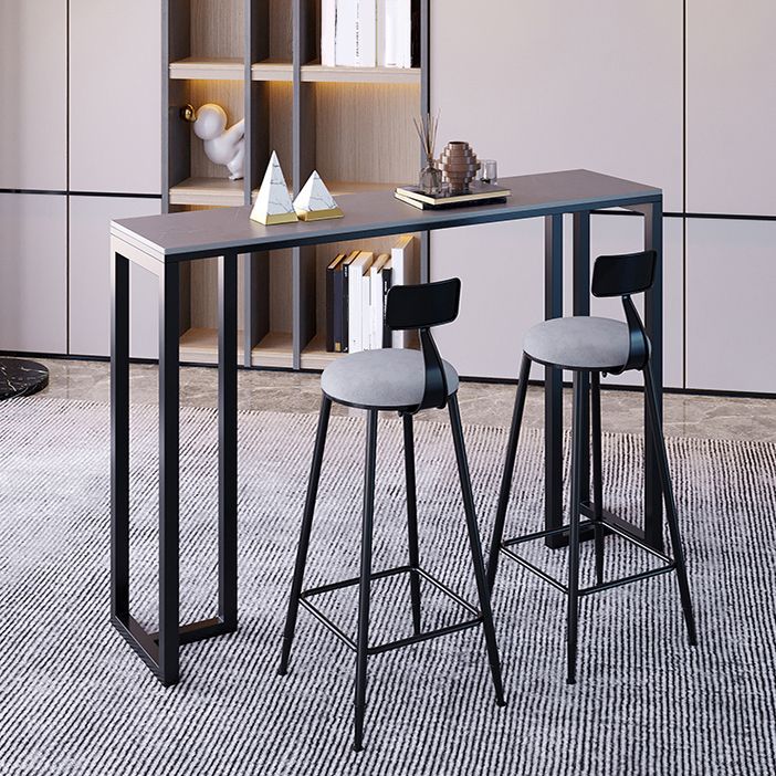 Contemporary Rectangle Bar Dining Table Stone Top and Iron Base  Bar Table