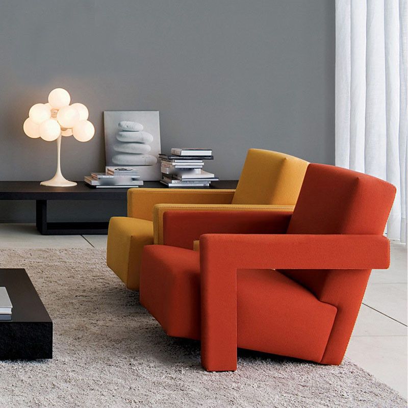 Nordic Fabric Arms Included Square Arms Fixed Back Accent Room Chair