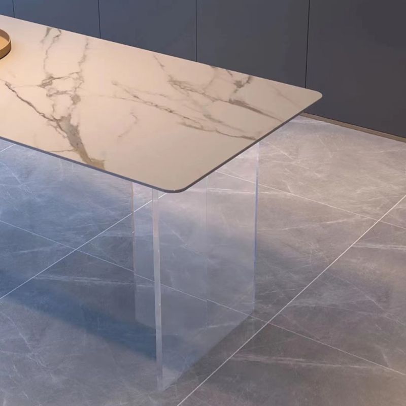 Modern Style White Stone Table Rectangle Dining Table for Kitchen