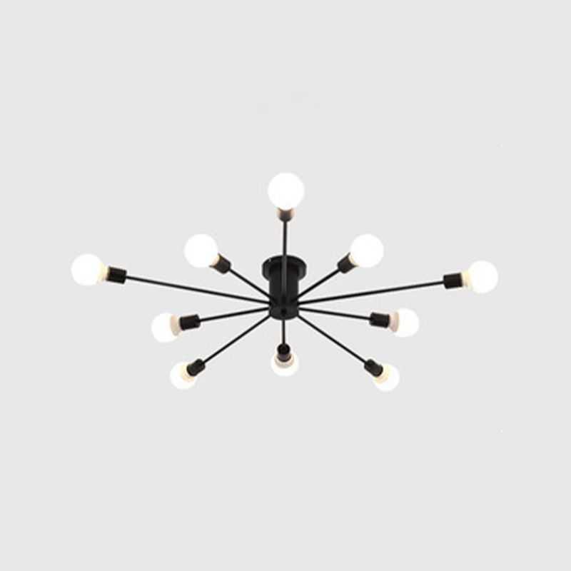 Minimalism Sputnik Flush Mount Metal Semi Flush Mount Light for Living Room