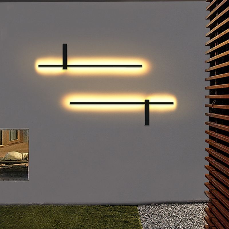 Luz de pared de aluminio moderna Maledina de pared LED recta minimalista en negro para al aire libre
