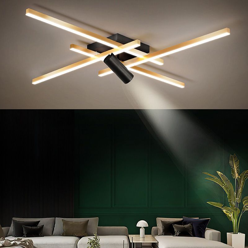 Modern Gold Semi Flush Ceiling Spotlight LED Track Light Fixture for Dinning Room