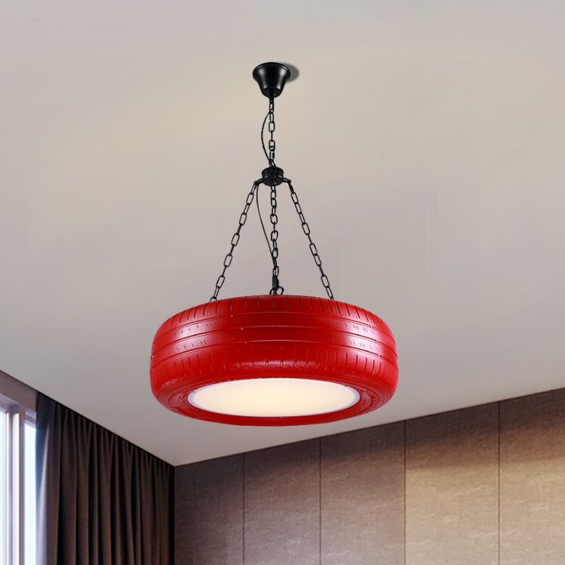 Creative Industrial Hanging Light Car Tire Rubber Chandelier with Hanging Chain for Bar