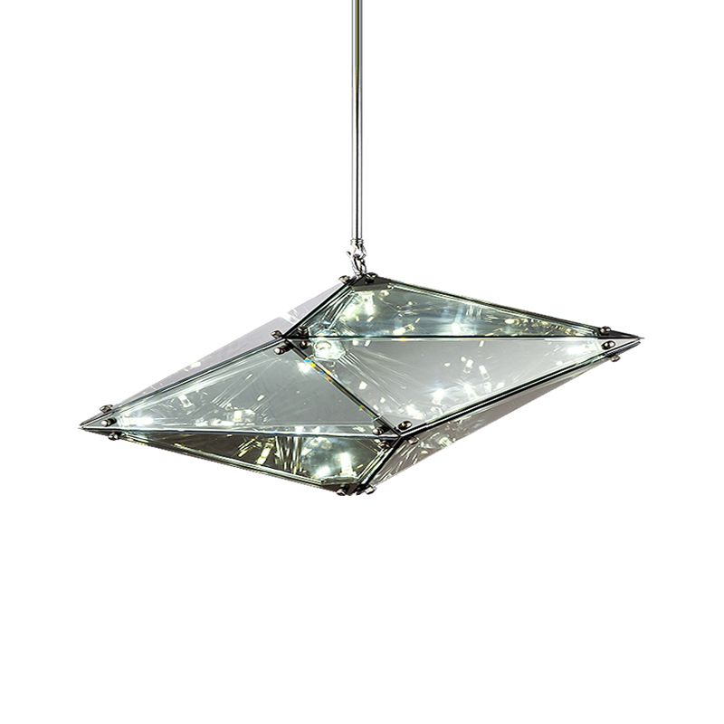 Gemstone Smoky Grey Glass Down Lighting Post-Modern Single-Bulb Black Hanging Ceiling Light