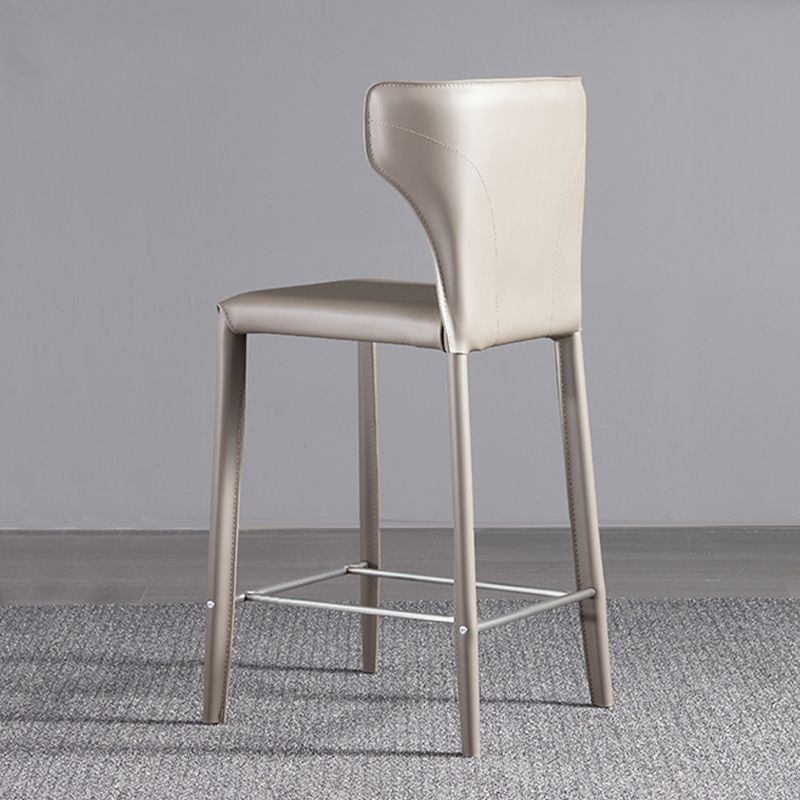 Faux Leather Bar and Counter Stool Nordic Style Patio Stool with Backrest