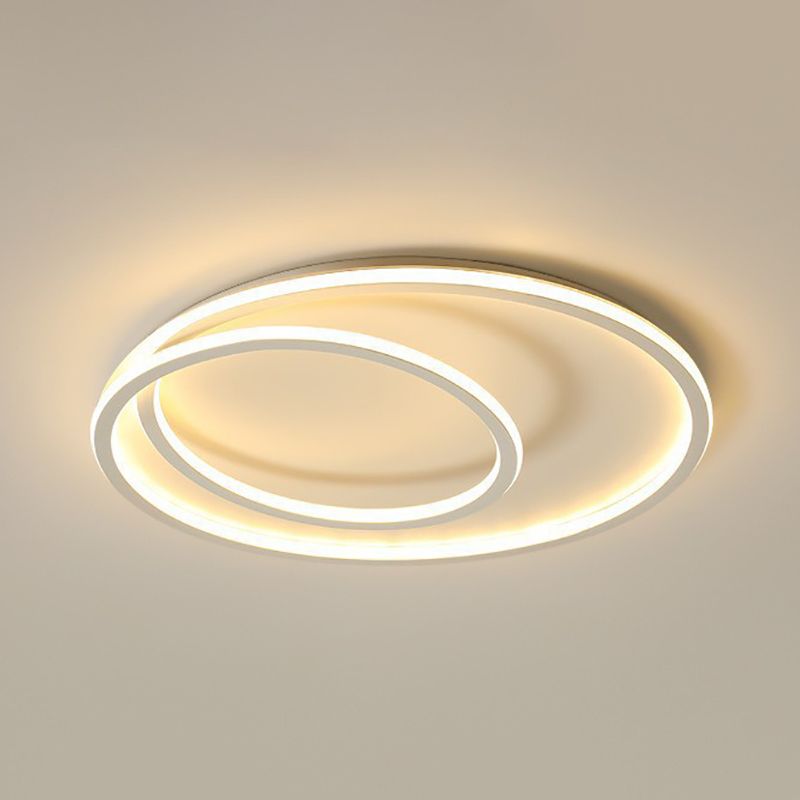 White Circle Ceiling Light Fixture Modern Style LED Metal Close to Ceiling Lamp