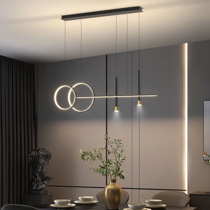 5-Light Contemporary Black/Golden Kitchen Island Lighting LED Metal Ceiling Light