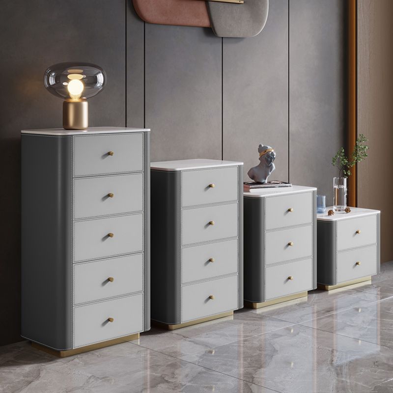 Glam Vertical Storage Chest Stone Bedroom Chest with Drawers