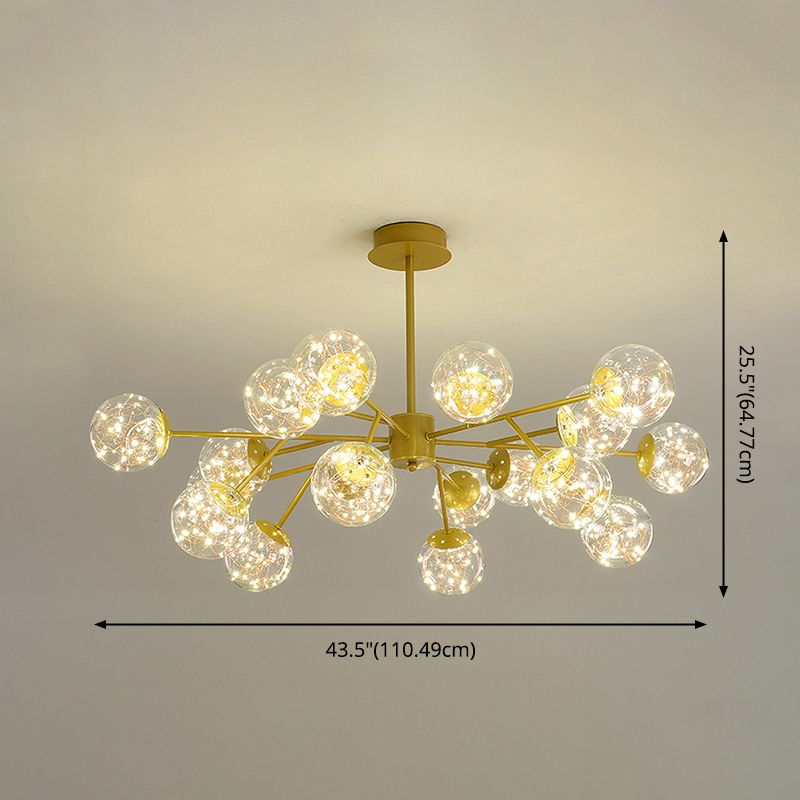 Modern Globe Pendant Chandelier Glass 18 Lights Chandelier for Living Room
