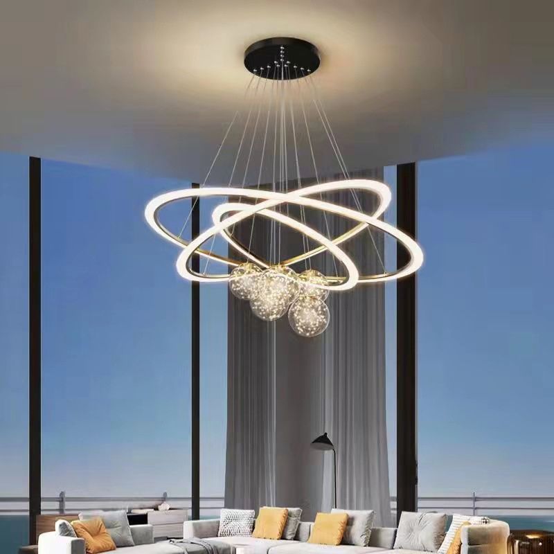 Multi Lights Ring Pendant Chandelier Modern Style Metal Hanging Lamps