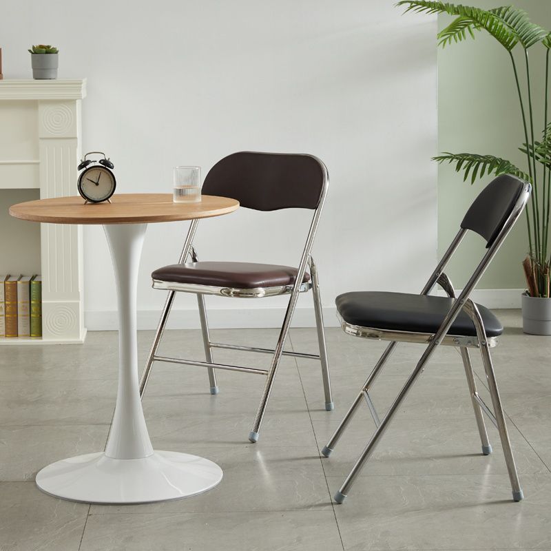 Industriële stijl PU lederen eetkamerstoelen Open achterste zijkoelen voor thuis