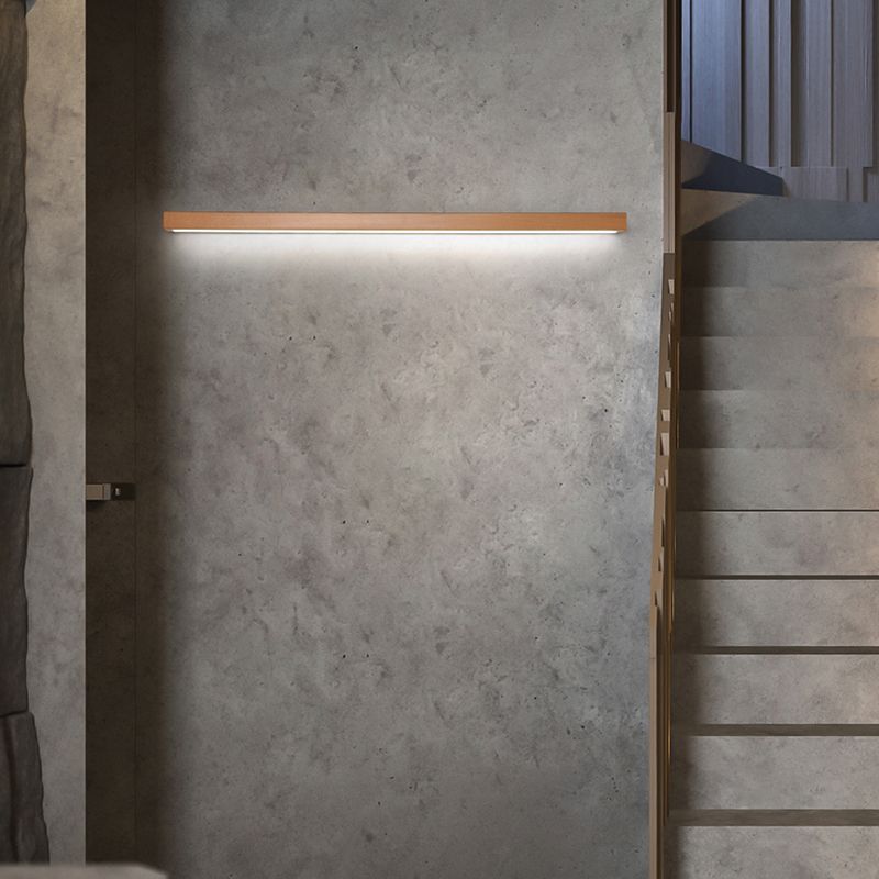 Wood Linear Wall Lighting Modern Style 1-Light Wall Mounted Light Fixture in Brown