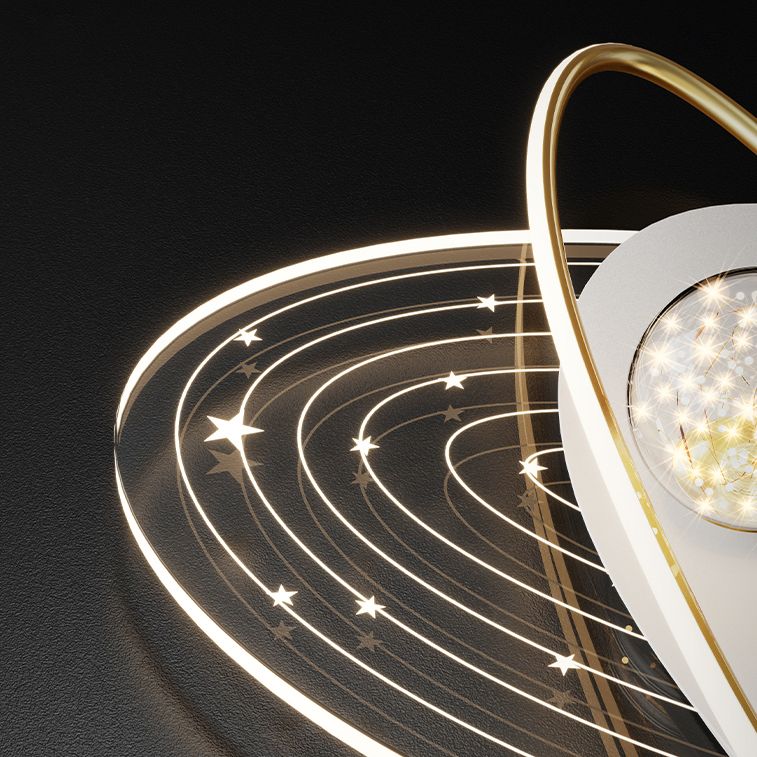 Round Shade 4-Lights Flush Mount Modern Style Flush Mount Ceiling Lighting Fixture in Gold