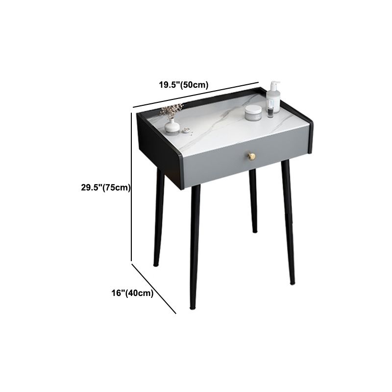 Modern Compact Makeup Vanity 1/2 Drawers Dressing Table with Padded Stool