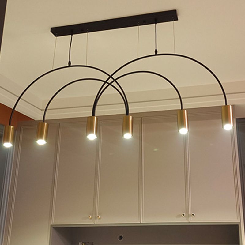 Metal Cylindrical Shade Island Pendant Modern Style Multi Light Island Lighting