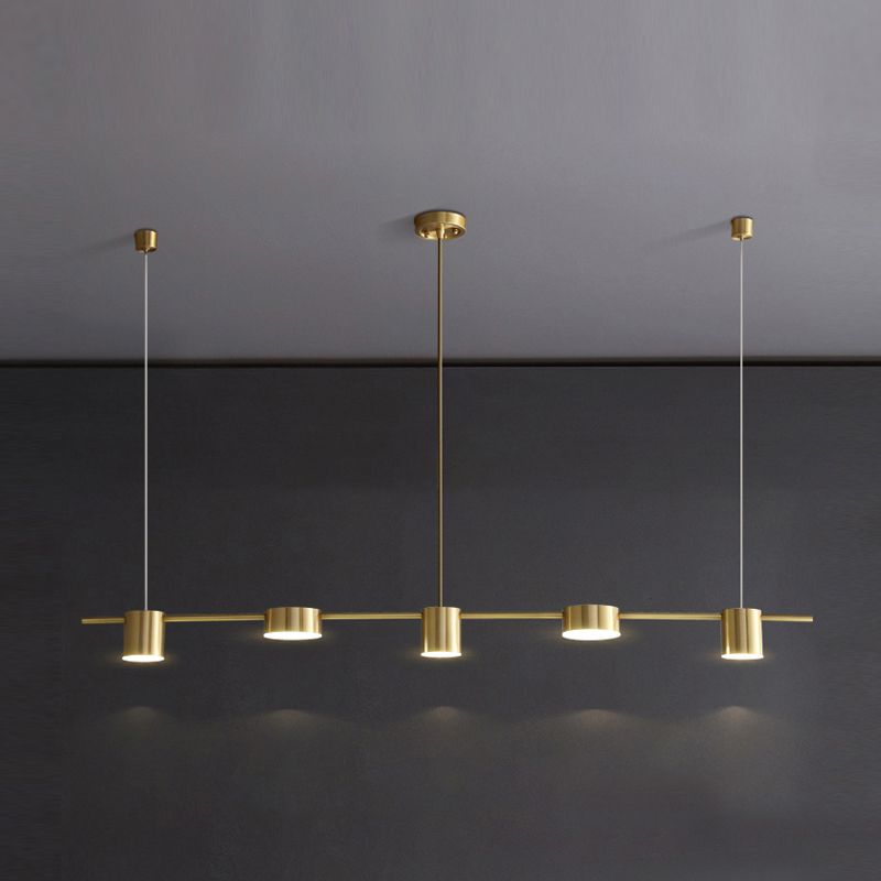 Luces colgantes de isla de metal de isla de cilindro de estilo contemporáneo