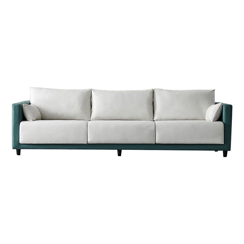Mid-Century Modern Faux Leather Loose Back Seating Hair Pin Legs Sofa for Living Room
