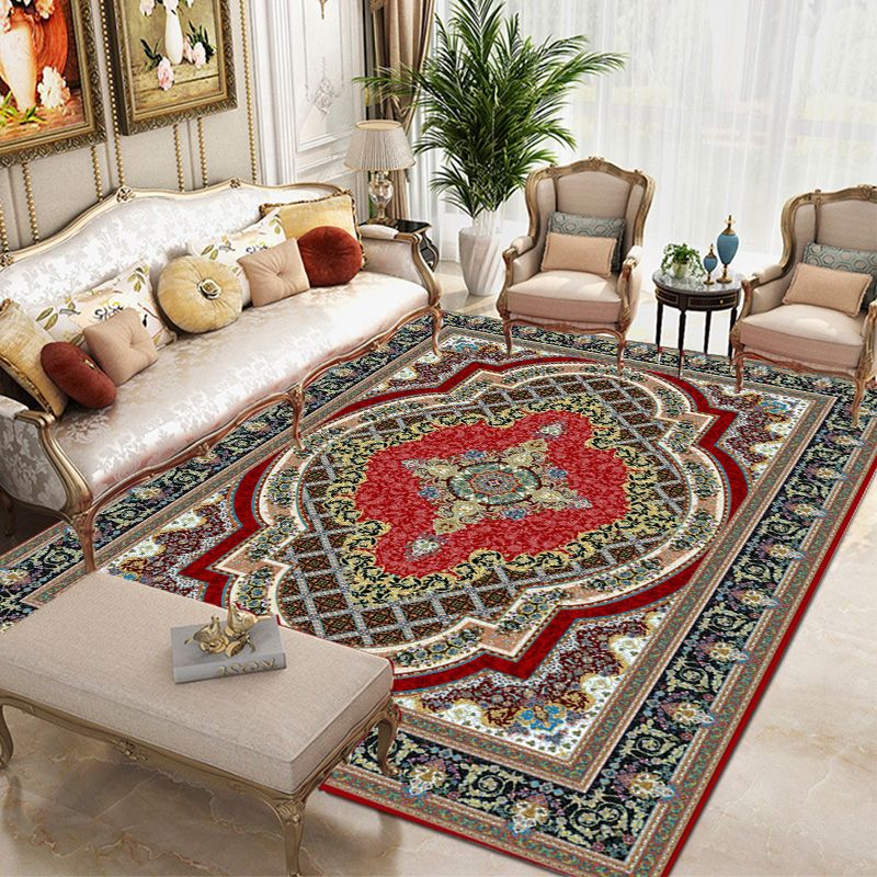 Brown Modern Area Carpet Traditioanl Pattern Polyester Rug Stain Resistant Area Rug for Home Decor