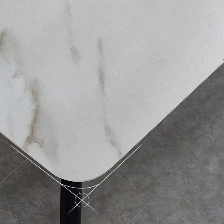 Rectangle Modern Dining Table White Stone Top Indoor Dinette Table
