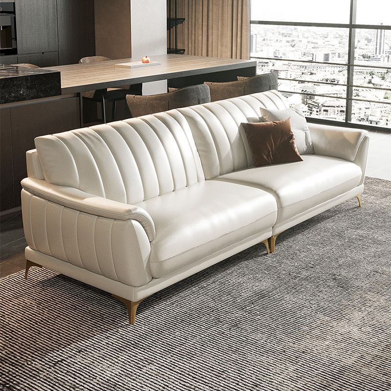 Leather Stain Resistant Sofa Contemporary Standard Pillow Top Arm Settee Couch