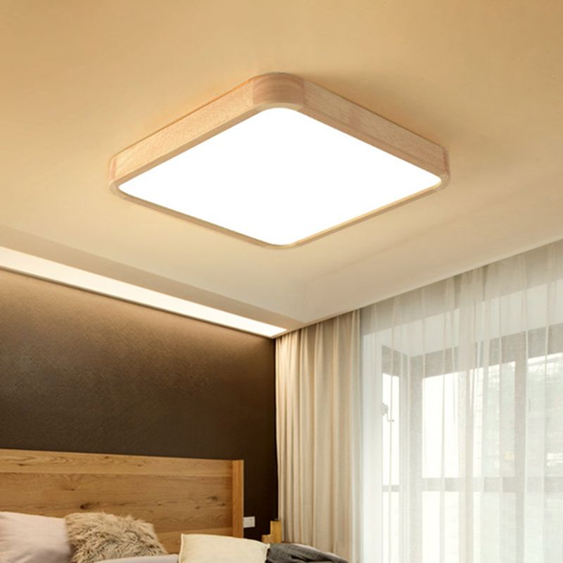 Geometrische Woonkamer Flush Fixture Houten Moderne Plafond Licht LED Flush Mount, Beige