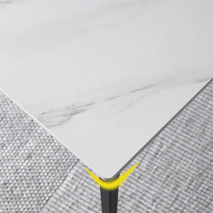 Eenvoudige keuken rechthoekige vorm eettafel gesinterde stenen top eettafel met 4 potenbasis
