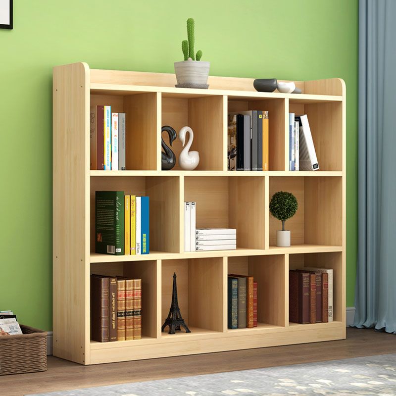 9.4" W Modern Wood Bookcase with Rectangular Shelves Bookshelf for Living Room