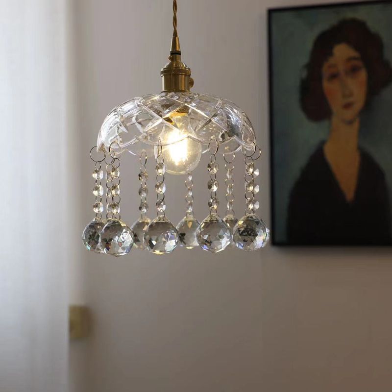 Pendre de style moderne 1 lumière minimalisme verre et cristal suspendu pour le chevet
