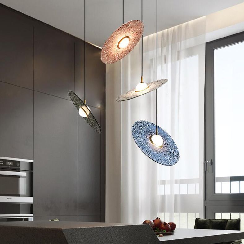 Modern Style Pendant Lighting Fixture Circle Pendant Ceiling Light with Stone Shade