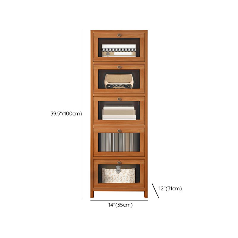 Mid-Century Modern 13.8"W Accent Chest Rectangle Side Cabinet in Brown