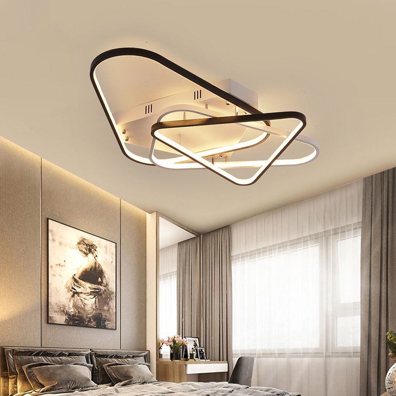 Overlapping Acrylic Ceiling Light Fixture Modern 33"/42" W LED Black and White Semi Flush Mount Lighting
