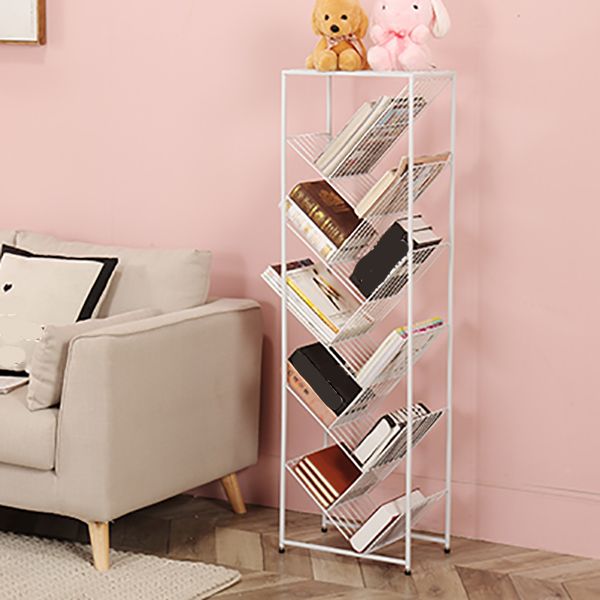 9.84"W Bookshelf Contemporary Style White Bookcase for Home Office