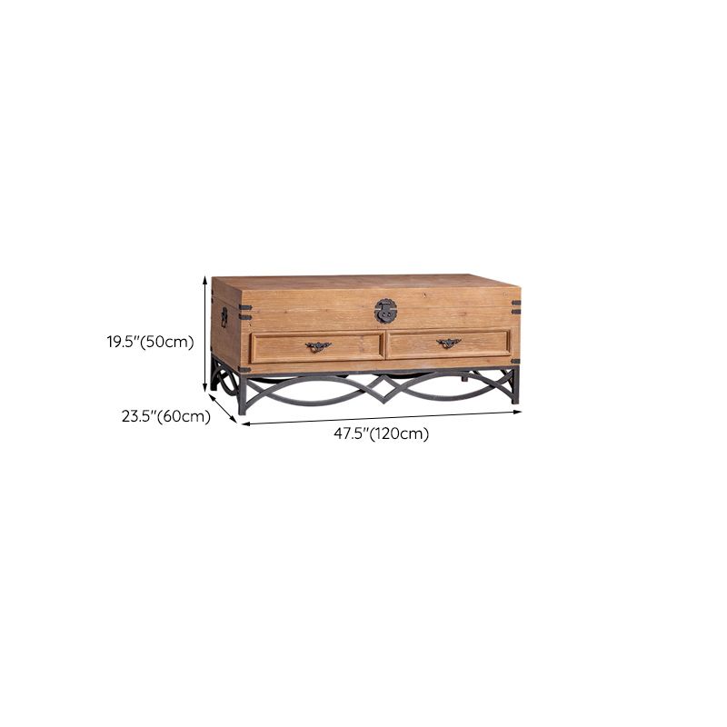 Brown Accent Cabinet Wood and Metal Chest with Storage Drawers