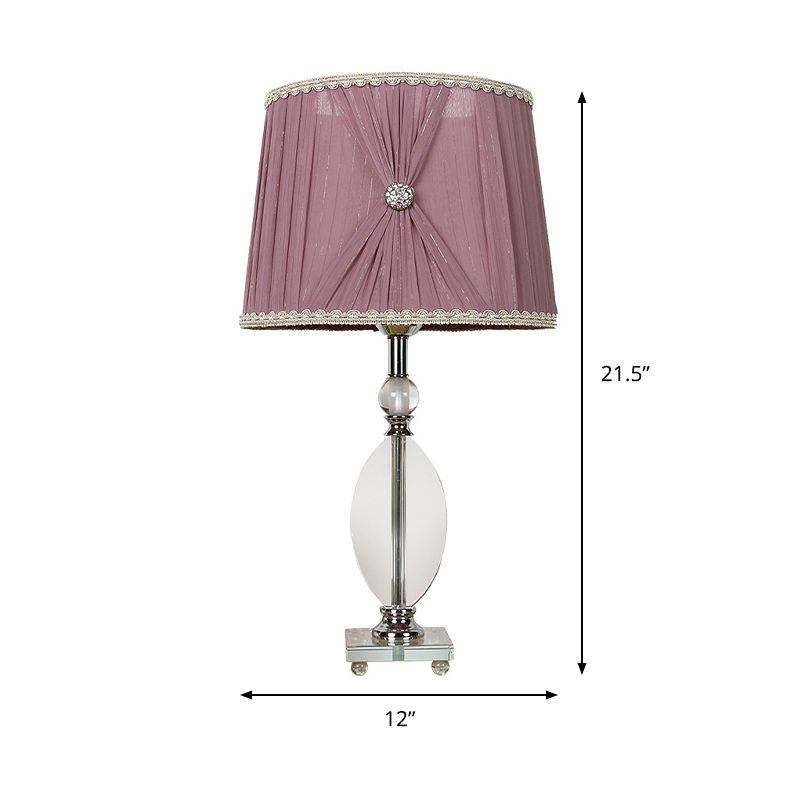 K9 Carril de cristal Noche Minimalismo 1 lámpara de mesa de la cabeza en púrpura con detalles trenzados falsos