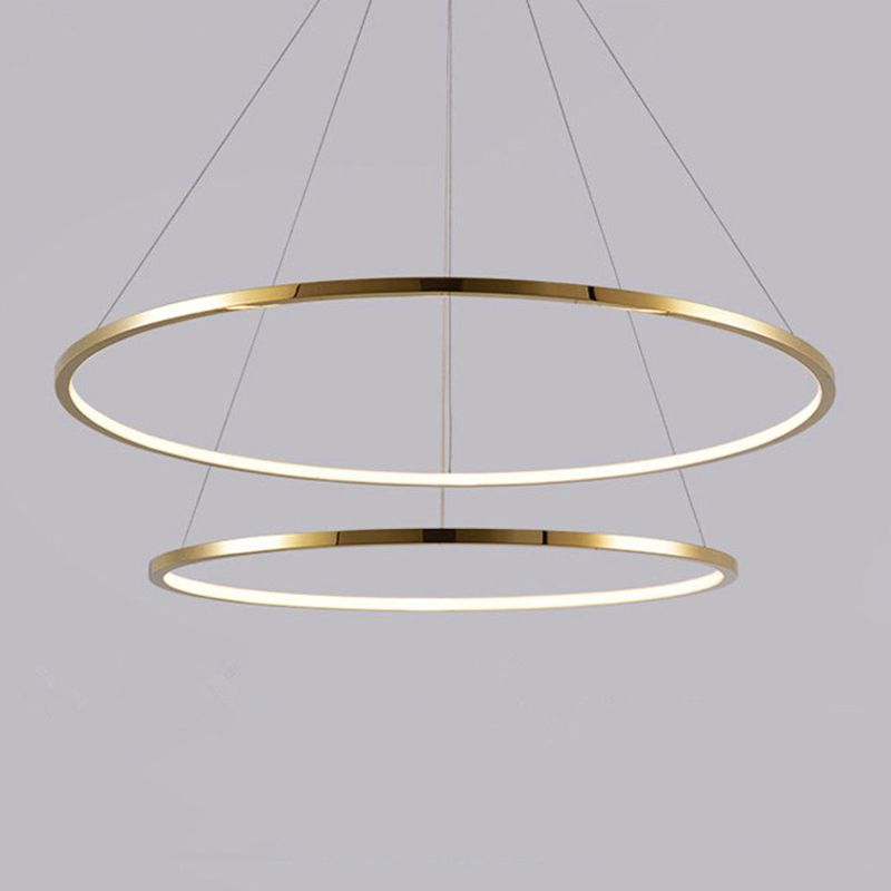 Modern Simplicity Ring Chandelier Lamp Stainless Steel Hanging Pendant Lights for Restaurant