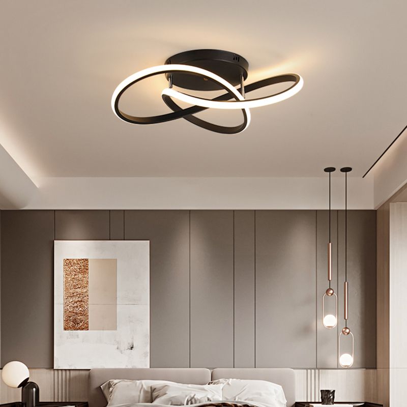 Bedroom LED Ceiling Lamp Simplicity Semi-Flush Light Fixture with Acrylic Strip Shade