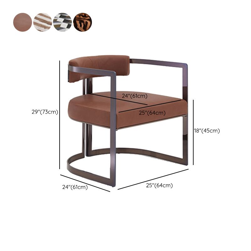 Upholstered Arm Chair Modern Style Dining Chair with Metal Legs