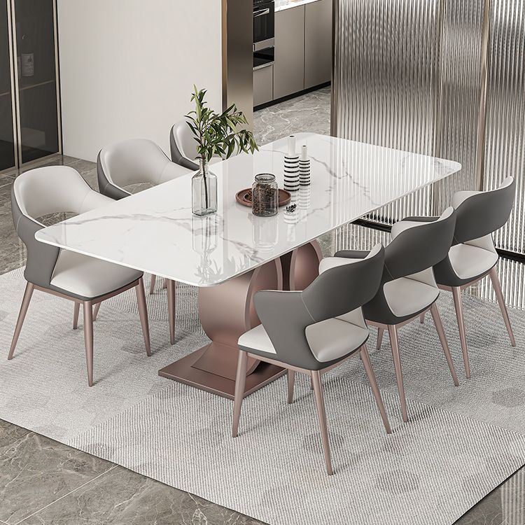 Nordic Glam Rectangle Sintered Stone Dining Table Set 1/4/5/6/7 Pieces Set