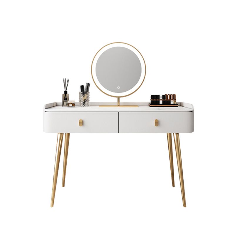 White Vanity with Makeup Table and Stool, 1/2 Drawers Dresser - 31.89" H