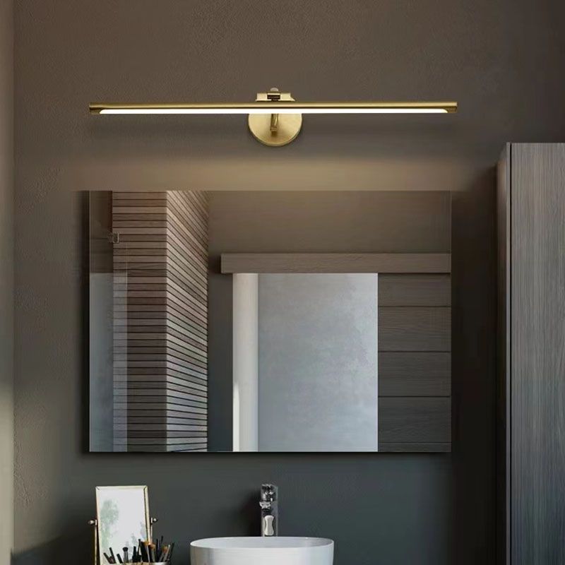 Armed Linear Wall Sconces Modern Metal 1 Light Sconce Light Fixtures in Gold for Lavatory