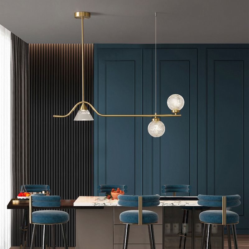 Black/Golden Kitchen Island Lighting Glass Ceiling Light for Living Room