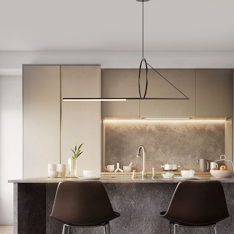 Linear Pendant Chandelier Modern Minimalist Style Metal Hanging Light
