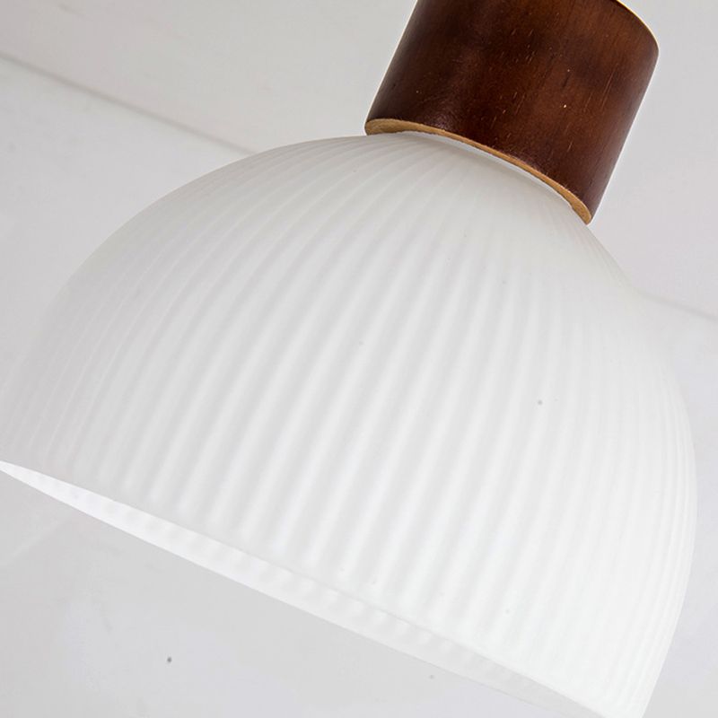 Bowl Shape Wood Flush Light Modern Style 1 Light Flush Mount Ceiling Lights