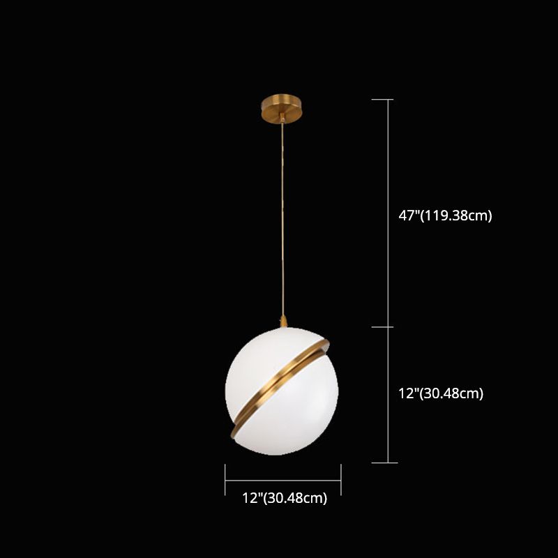 Oro 1 luce a sospensione leggera moderna sferica sferica ombra appesa lampada per camera da letto