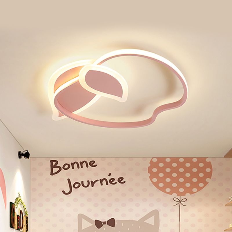 Children Room LED Flush Mount Kids Pink/White/Black Ceiling Lighting with Apple Aluminum Frame