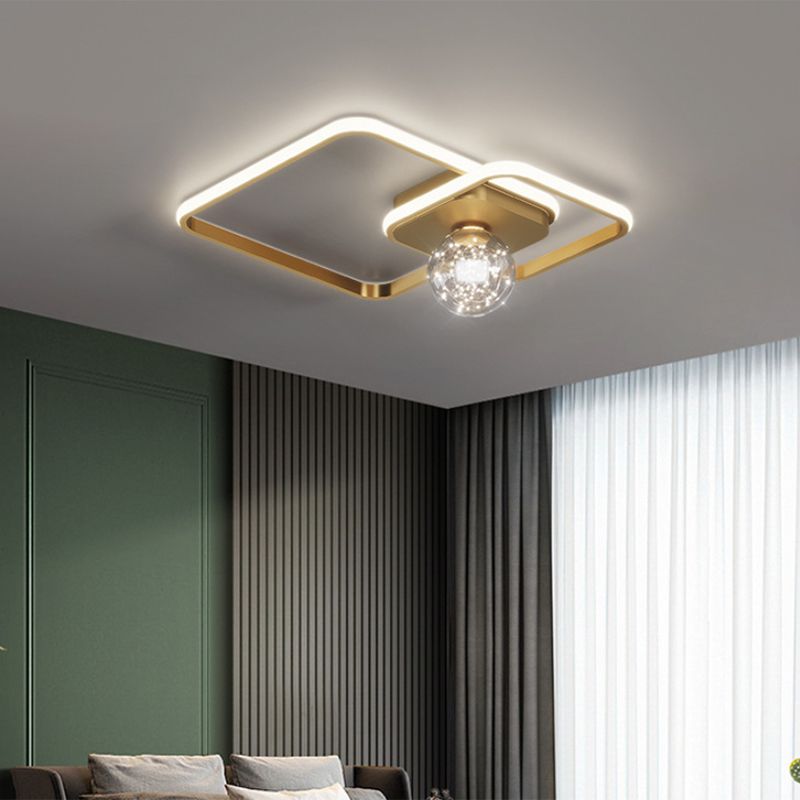 Luminaire de plafond encastré de style moderne à 3 lumières à abat-jour géométrique en or