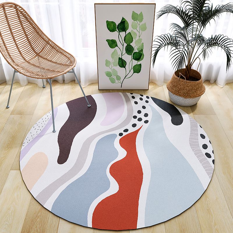 Light Pink Striped Rug PVC Minimalist Rug Non-Slip Backing Rug for Home Decor