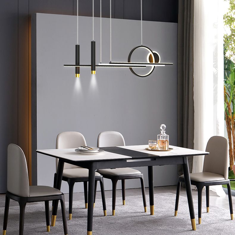 Moderni apparecchi di illuminazione lampadario lineare moderno in alluminio appeso a soffitto in alluminio con finitura nera